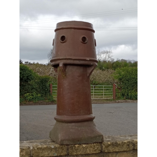 843 - Pair of terracotta chimney pots {H 86cm x W 30cm x D 30cm }. (NOT AVAILABLE TO VIEW IN PERSON)