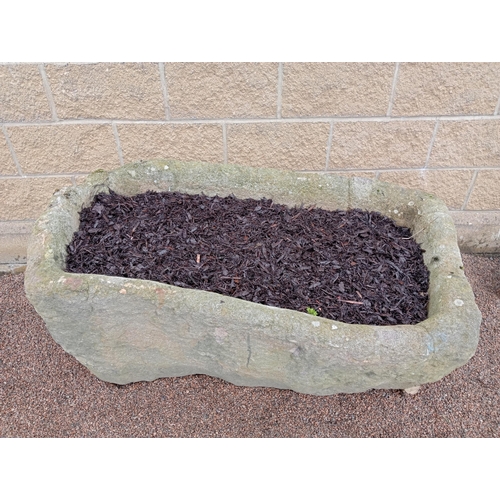 853 - Large stone trough {H 44cm x W 136cm x D 72cm }. (NOT AVAILABLE TO VIEW IN PERSON)