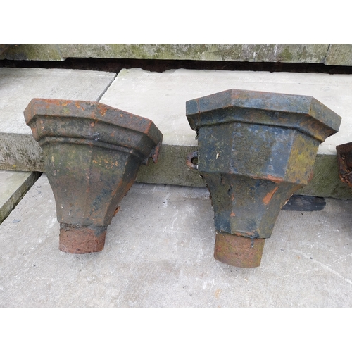 858 - Four 19th C. cast iron copper heads {Lrg. 30 cm H x 28 cm W x 20 cm D and Sml. 25 cm H x 24 cm W x 1... 