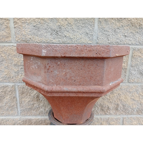 860 - Cast iron hopper {H 40cm x W 42cm x D 30cm }. (NOT AVAILABLE TO VIEW IN PERSON)