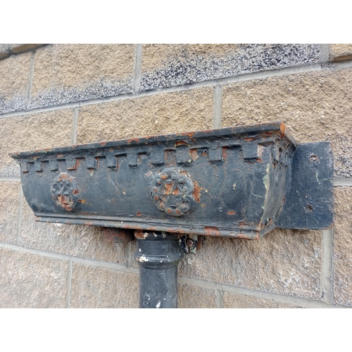 865 - Cast iron hopper {H 16cm x E 60cm x D 20cm }. (NOT AVAILABLE TO VIEW IN PERSON)