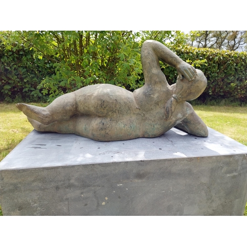 868 - Exceptional quality contemporary bronze sculpture 'The Curvy Muse'  {34 cm H x 70 cm W x 77 cm D}.