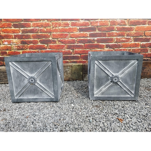 870 - Pair of good quality metal square planters with lead effect in the Georgian style {45 cm H x 46 cm W... 