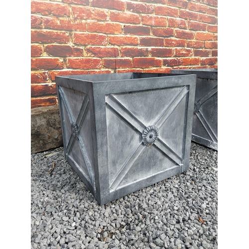 870 - Pair of good quality metal square planters with lead effect in the Georgian style {45 cm H x 46 cm W... 