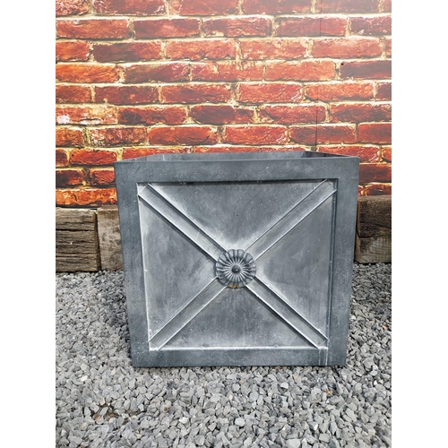 870 - Pair of good quality metal square planters with lead effect in the Georgian style {45 cm H x 46 cm W... 