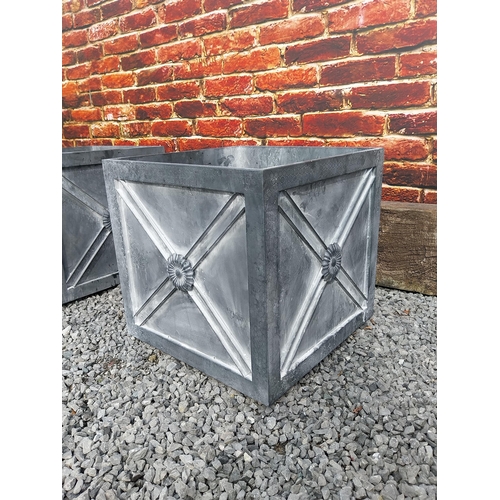 870 - Pair of good quality metal square planters with lead effect in the Georgian style {45 cm H x 46 cm W... 