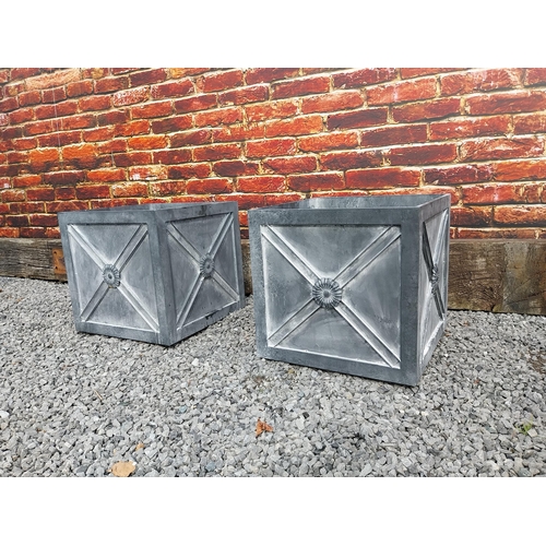 870 - Pair of good quality metal square planters with lead effect in the Georgian style {45 cm H x 46 cm W... 