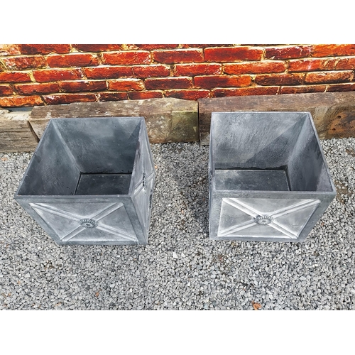 870 - Pair of good quality metal square planters with lead effect in the Georgian style {45 cm H x 46 cm W... 