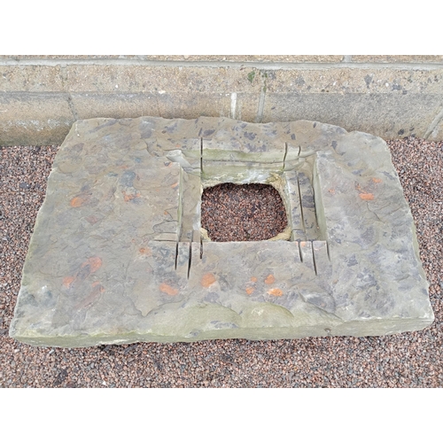 871 - Cut stone gully {H 10cm x W 73cm x D 48cm }.