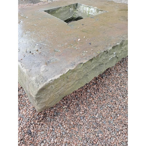 872 - Cut stone gully {H 13cm x W 73cm x D 76cm }. (NOT AVAILABLE TO VIEW IN PERSON)