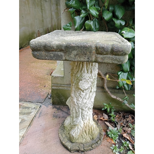 877 - Composition stone tree trunk square bird bath {H 68cm x W37cm x D 37cm }. (NOT AVAILABLE TO VIEW IN ... 