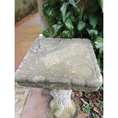 877 - Composition stone tree trunk square bird bath {H 68cm x W37cm x D 37cm }. (NOT AVAILABLE TO VIEW IN ... 