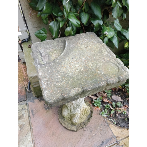 877 - Composition stone tree trunk square bird bath {H 68cm x W37cm x D 37cm }. (NOT AVAILABLE TO VIEW IN ... 