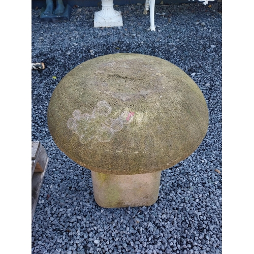 878 - Sandstone staddle stone in the 19th C. style {55 cm H x 49 cm Dia.}.