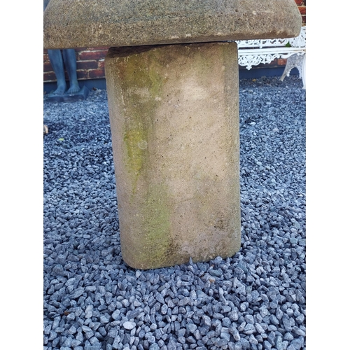 878 - Sandstone staddle stone in the 19th C. style {55 cm H x 49 cm Dia.}.