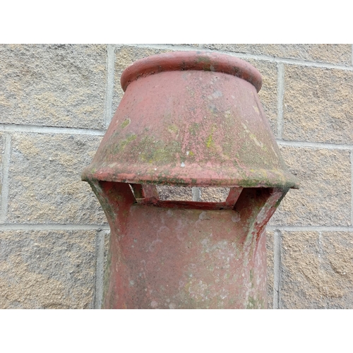 879 - Pair of terracotta chimney pots {H 76cm x D 36cm }. (NOT AVAILABLE TO VIEW IN PERSON)