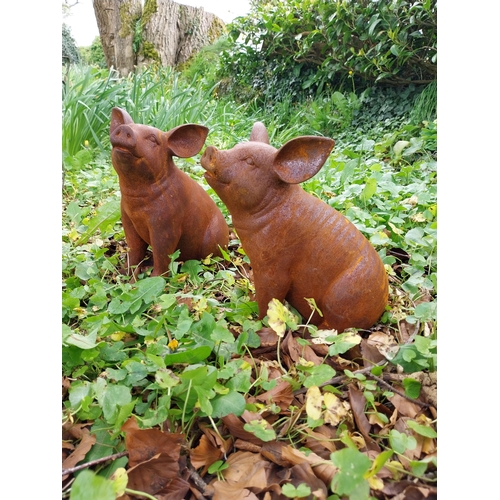 88 - Pair of wrought iron statue of Piglets {30 cm H x 26 cm W x 19 cm D}.