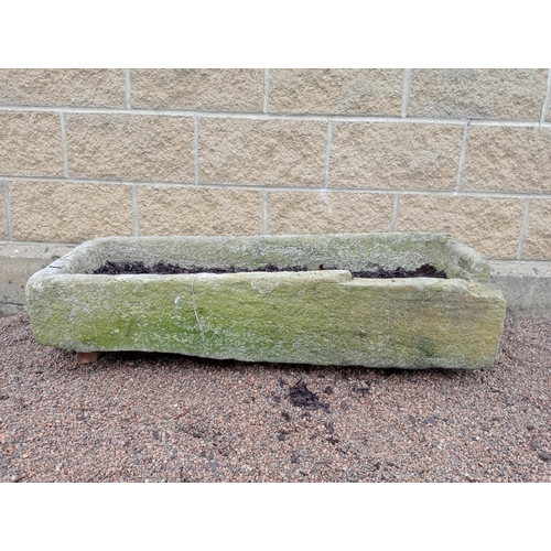 882 - Stone trough {H 25cm x W 120cm x D 44cm }.