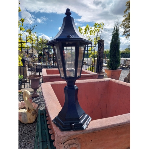 886 - Pair of painted aluminium pier top lights {50 cm H x 20 cm W x 18 cm D}.