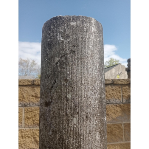 89 - Pair of  Kilkenny stone pillars {H 290cm x Dia 18cm }. (NOT AVAILABLE TO VIEW IN PERSON)