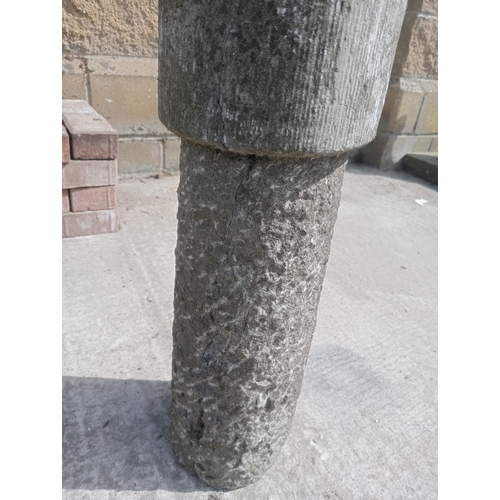 89 - Pair of  Kilkenny stone pillars {H 290cm x Dia 18cm }. (NOT AVAILABLE TO VIEW IN PERSON)