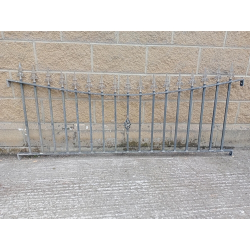 898 - Wrought iron railings with scroll spiked finials {H 87cm x W 200cm x D 4cm }. (NOT AVAILABLE TO VIEW... 