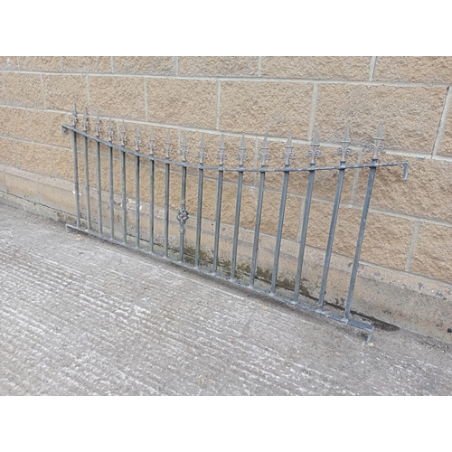 898 - Wrought iron railings with scroll spiked finials {H 87cm x W 200cm x D 4cm }. (NOT AVAILABLE TO VIEW... 