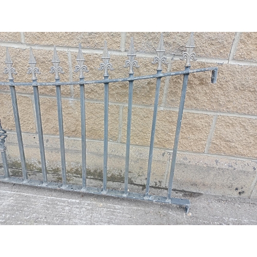 898 - Wrought iron railings with scroll spiked finials {H 87cm x W 200cm x D 4cm }. (NOT AVAILABLE TO VIEW... 