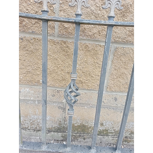 898 - Wrought iron railings with scroll spiked finials {H 87cm x W 200cm x D 4cm }. (NOT AVAILABLE TO VIEW... 