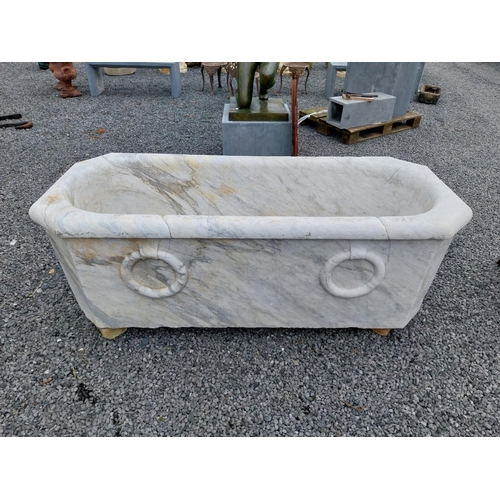 90 - Rare 19th C. Italian white Carrara marble bath {60 cm H x 175 cm W x 74 cm D}.