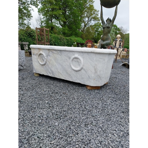 90 - Rare 19th C. Italian white Carrara marble bath {60 cm H x 175 cm W x 74 cm D}.