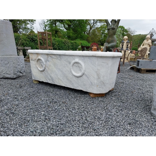 90 - Rare 19th C. Italian white Carrara marble bath {60 cm H x 175 cm W x 74 cm D}.