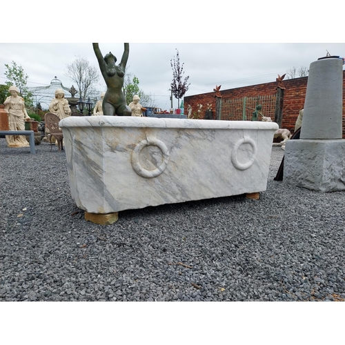 90 - Rare 19th C. Italian white Carrara marble bath {60 cm H x 175 cm W x 74 cm D}.