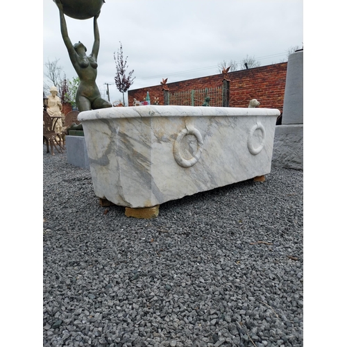 90 - Rare 19th C. Italian white Carrara marble bath {60 cm H x 175 cm W x 74 cm D}.