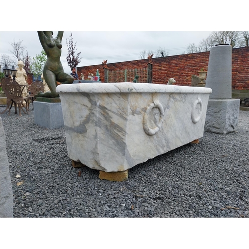 90 - Rare 19th C. Italian white Carrara marble bath {60 cm H x 175 cm W x 74 cm D}.