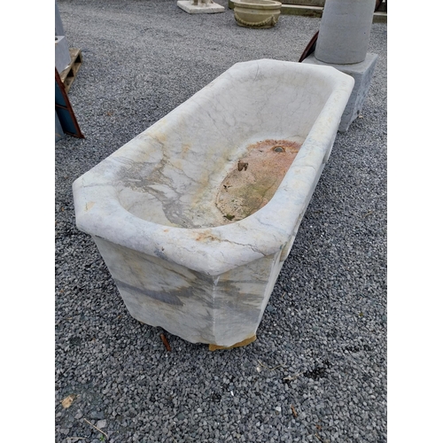 90 - Rare 19th C. Italian white Carrara marble bath {60 cm H x 175 cm W x 74 cm D}.