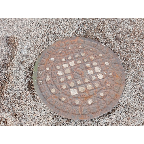 903 - Three cast iron manhole covers {two covers Dia 50cm x One at 30 cm Dia.}. (NOT AVAILABLE TO VIEW IN ... 