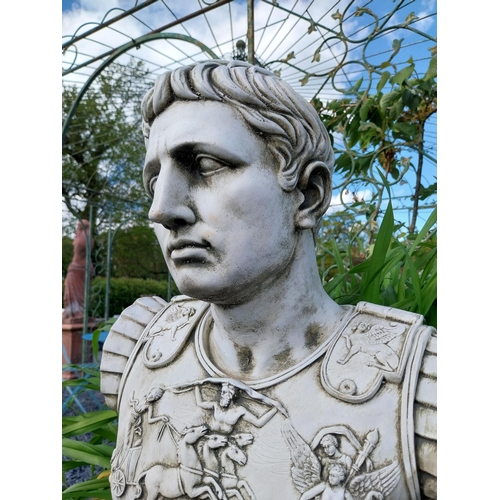 904 - Moulded stone bust of Caesar {57 cm H x 37 cm W x 23 cm D}.