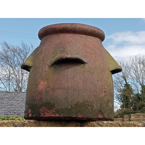 905 - Pair of terracotta chimney pots {H 40cm x Dia 34}. (NOT AVAILABLE TO VIEW IN PERSON)