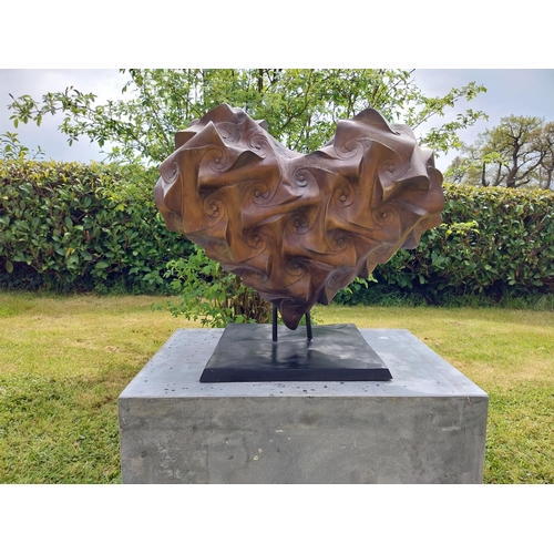 906 - Exceptional quality contemporary bronze sculpture of a Heart  {57 cm H x 64 cm W x 40 cm D}.