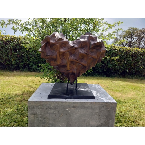 906 - Exceptional quality contemporary bronze sculpture of a Heart  {57 cm H x 64 cm W x 40 cm D}.