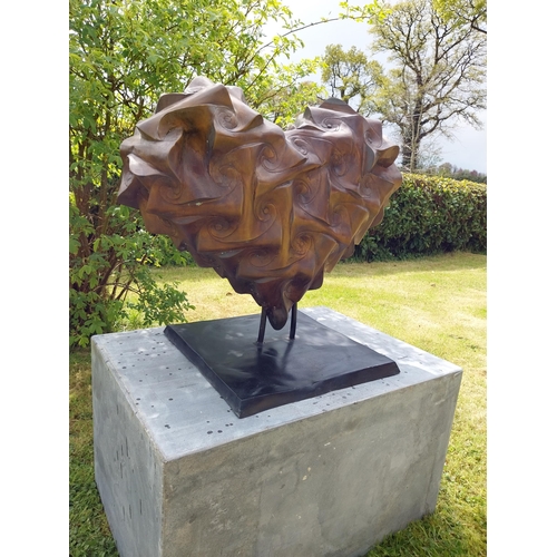 906 - Exceptional quality contemporary bronze sculpture of a Heart  {57 cm H x 64 cm W x 40 cm D}.