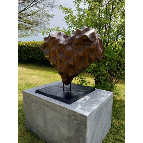 906 - Exceptional quality contemporary bronze sculpture of a Heart  {57 cm H x 64 cm W x 40 cm D}.