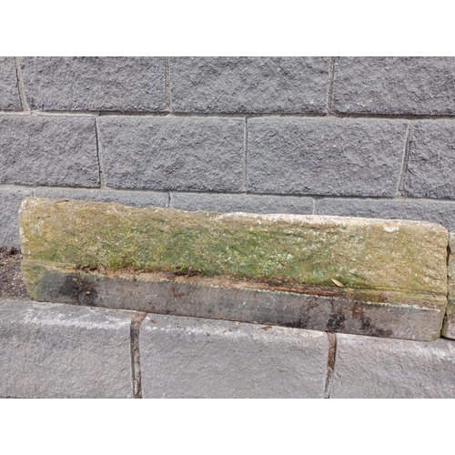 907 - Four gritstone reclaimed diamond back cottage mullions {H 25cm x W 400cm x D 4cm }.