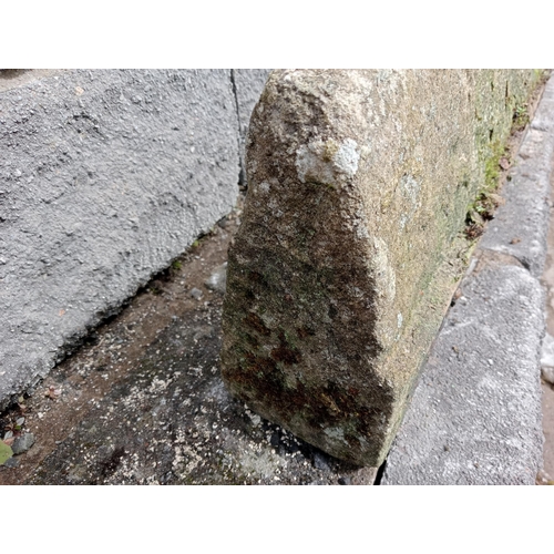 907 - Four gritstone reclaimed diamond back cottage mullions {H 25cm x W 400cm x D 4cm }.