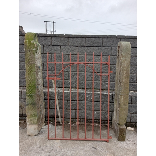 909 - Pair of Victorian sandstone gateposts with half round bullnose tops {H 212 cm x W 20cm x D 55cm }.