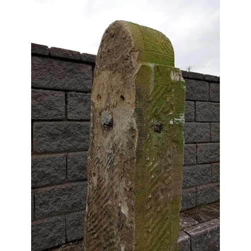 909 - Pair of Victorian sandstone gateposts with half round bullnose tops {H 212 cm x W 20cm x D 55cm }.