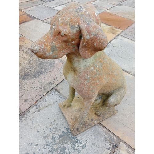 921 - Pair of composition stone statues of Dogs {H 60cm x W 28cm x D 40cm }. (NOT AVAILABLE TO VIEW IN PER... 