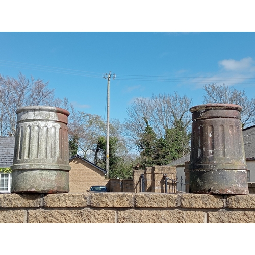 927 - Pair of terracotta column style chimney pots {H 46cm x Dia 30cm }. (NOT AVAILABLE TO VIEW IN PERSON)