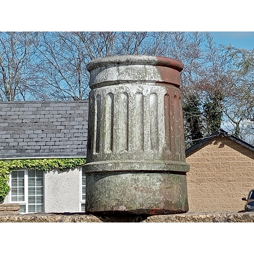 927 - Pair of terracotta column style chimney pots {H 46cm x Dia 30cm }. (NOT AVAILABLE TO VIEW IN PERSON)